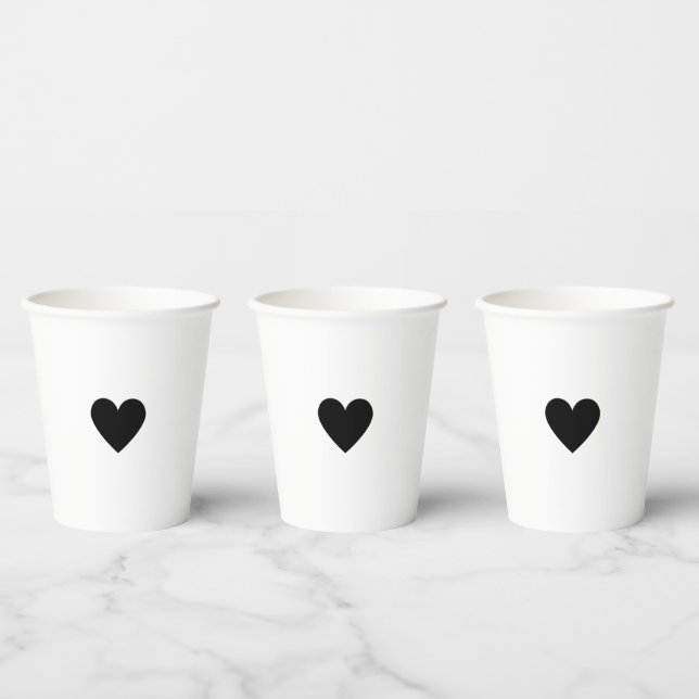 Valentine Schwarzes Herz Pappbecher (Multi)