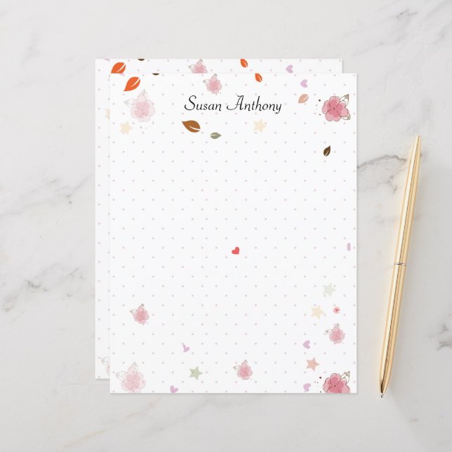 Valentine Shabby Chic Polka Dot Stationärpapier (Vorderseite/Rückseite Beispiel)
