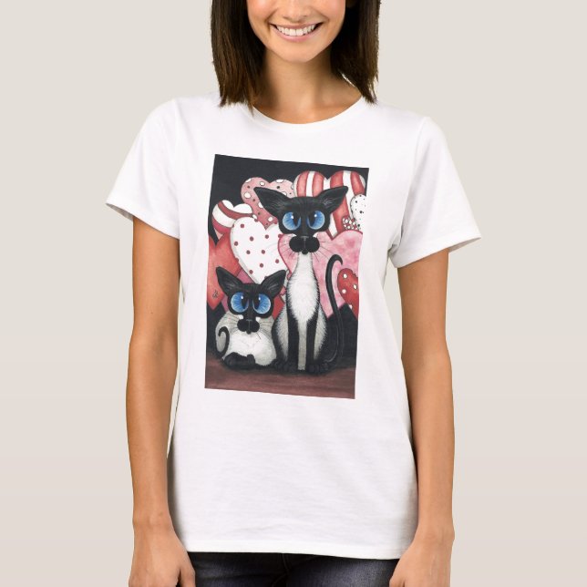 Valentine-siamesische Katze - Liebex zwei T-Shirt (Vorderseite)