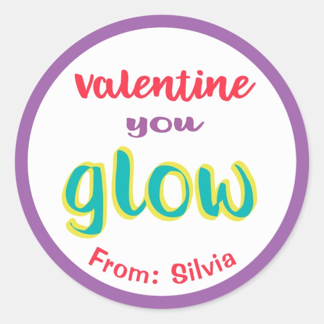 Valentine Sie glänzen glänzende Stick Funny Kids C Runder Aufkleber (Vorderseite)