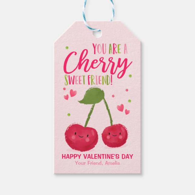Valentine Sie sind Cherry Sweet Friend Klasse Geschenkanhänger (Vorderseite)