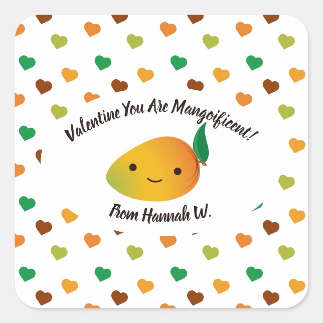 Valentine Sie sind Mangoificent Mango Quadratischer Aufkleber (Vorderseite)