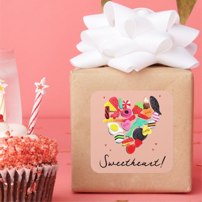 Valentine Sie sind so süß Süßes Herz Quadratischer Aufkleber (Party)