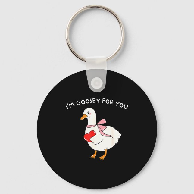 Valentine Silly Goose I'm Goosey For You Duck Vale Schlüsselanhänger (Vorderseite)
