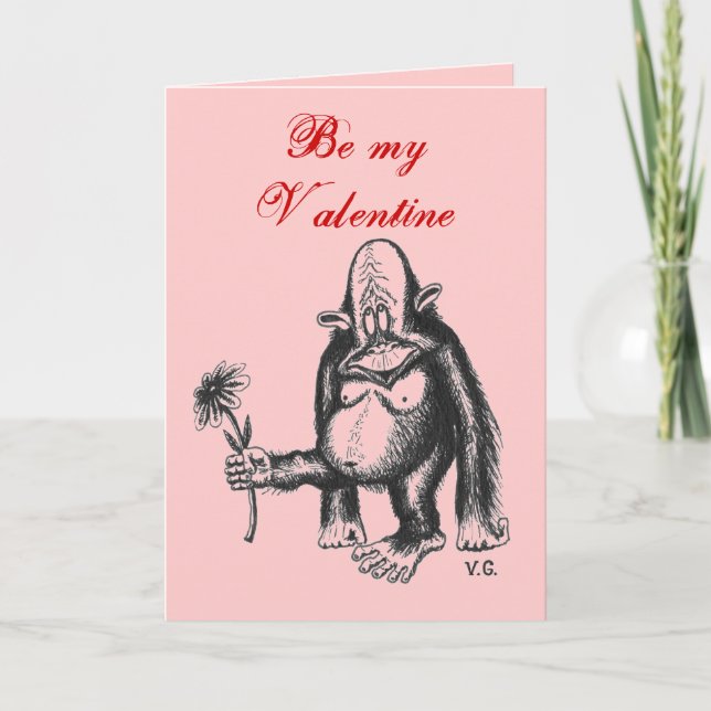 Valentine singe mignon carte design (Devant)
