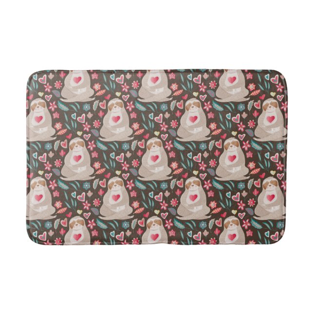 Valentine Sloth Pattern Badematte (Vorderseite)