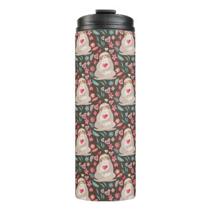 Valentine Sloth Pattern Thermosbecher