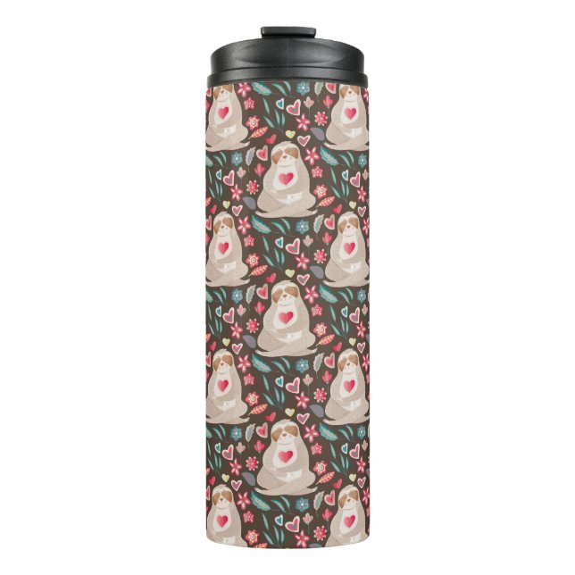 Valentine Sloth Pattern Thermosbecher (Vorderseite)