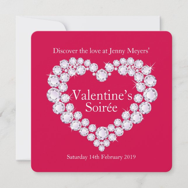 Valentine soirée carreau coeur invitation (Devant)