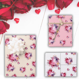 Valentine Splash of Hearts Pattern Geschenkpapier Set
