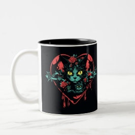 Valentine Spooky Katzen und Blut Zweifarbige Tasse