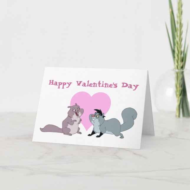 Valentine Squirrels Card Feiertagskarte (Vorderseite)