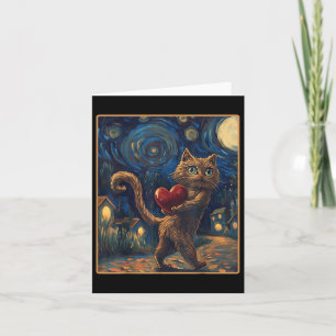 Valentine Starry Night Van Gogh T-Shirt Cat Valent Karte