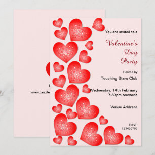 Valentine Sternexplosion Rote Herzen Einladung