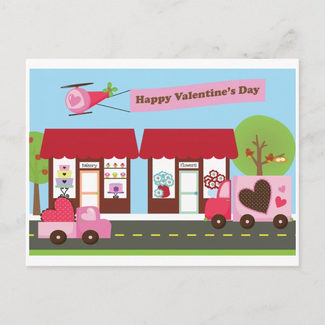 Valentine Street Postcard Feiertagspostkarte (Vorderseite)