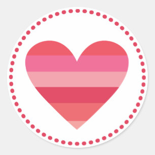 Valentine Striptes rosa Herz Runder Aufkleber