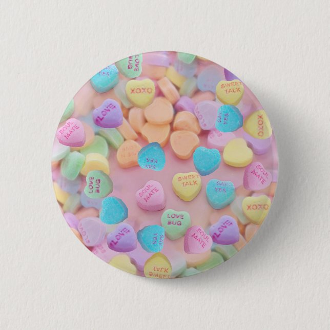 Valentine Süßwarenherzen Button (Vorderseite)
