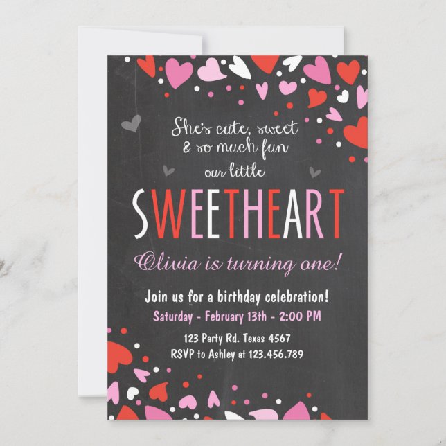 Valentine Sweetheart Anniversaire Fête Invitation (Devant)