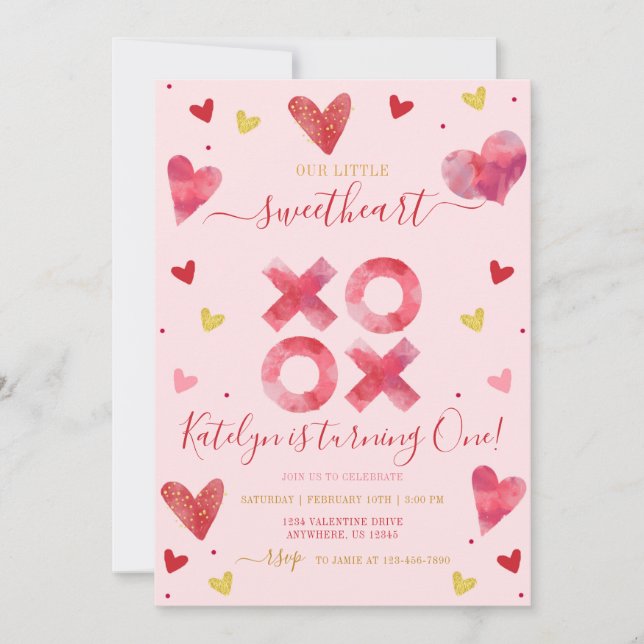 Valentine Sweetheart Birthday Einladung (Vorderseite)