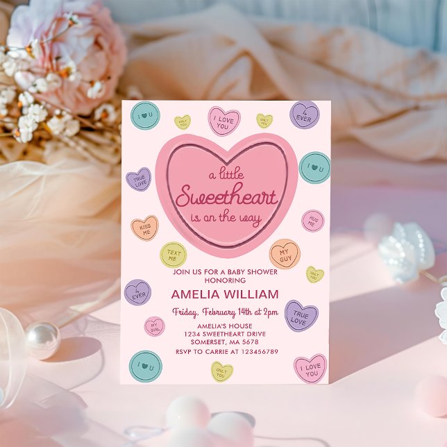 Valentine Sweetheart Candy Baby shower Invitation (Créateur téléchargé)