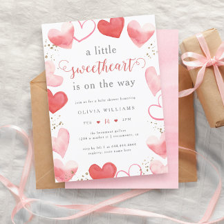 Valentine Sweetheart Hearts Girl Baby Dusche Einladung