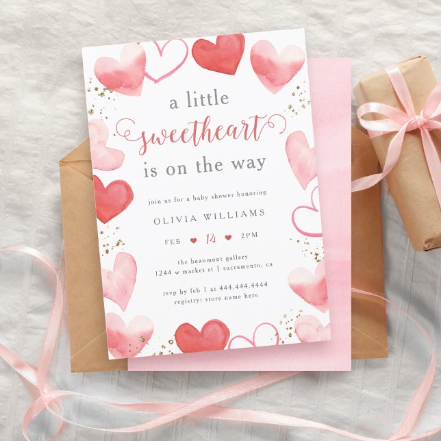 Valentine Sweetheart Hearts Girl Baby Dusche Einladung (Von Creator hochgeladen)