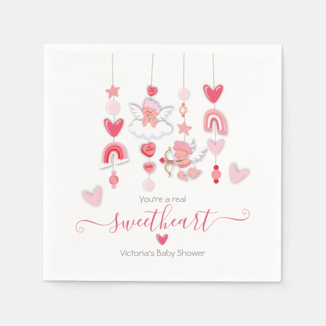 Valentine Sweetheart Mobile Baby Shower Serviette (Vorderseite)