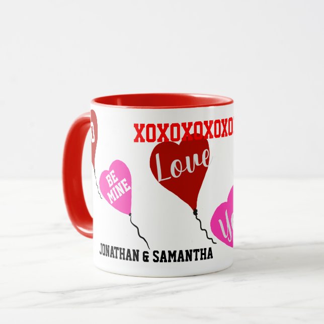 Valentine Sweetheart nennt rosa Herz Tasse (Vorderseite Links)