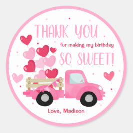Valentine Sweetheart Pink 1. Geburtstag Gastgesche Runder Aufkleber