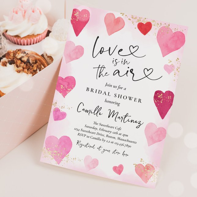 Valentine Sweetheart Pink Red Hearts Brautparty Einladung (Von Creator hochgeladen)