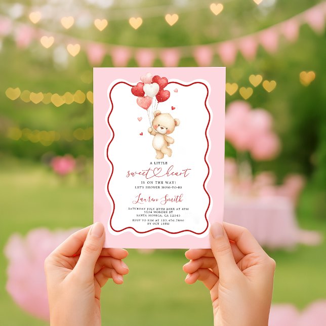 Valentine Sweetheart Teddy Bear Baby Shower Einladung (Von Creator hochgeladen)