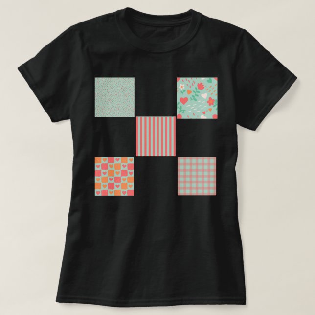 Valentine-T - Shirt-Quiltemuster T-Shirt (Design vorne)
