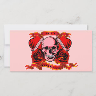 Valentine Tattoo Skull Hearts Feiertagskarte