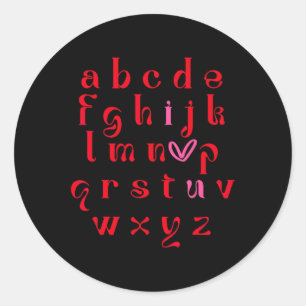 Valentine Teacher Alphabet Abc I Liebe U Hebeanlag Runder Aufkleber