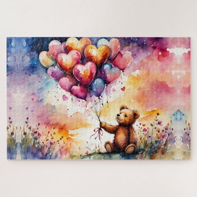 Valentine Teddy Bär mit herzförmigen Ballons (Horizontal)