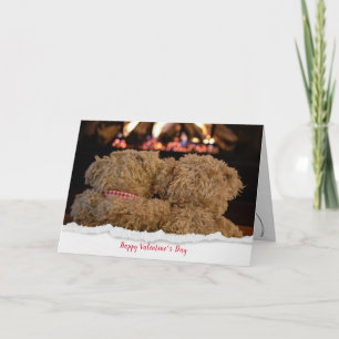 Valentine Teddy Bären am Kamin Karte