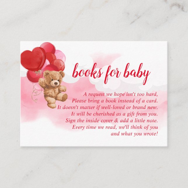 Valentine Teddy Bärenbücher für Babykarten Begleitkarte (Vorderseite)