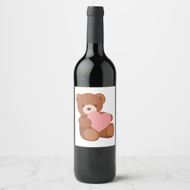 Valentine Teddy Bear Weinetikett (Vorderseite)