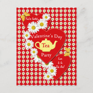 Valentine-Tee-Party-Gänseblümchen-kleine Einladung
