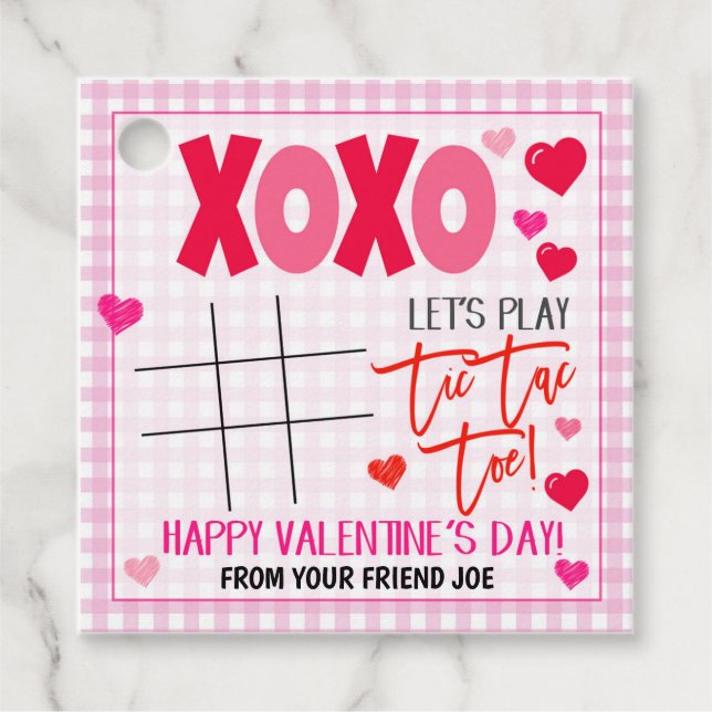 Valentine Tic Tac Toe Gift Tag Geschenkanhänger (Vorderseite)