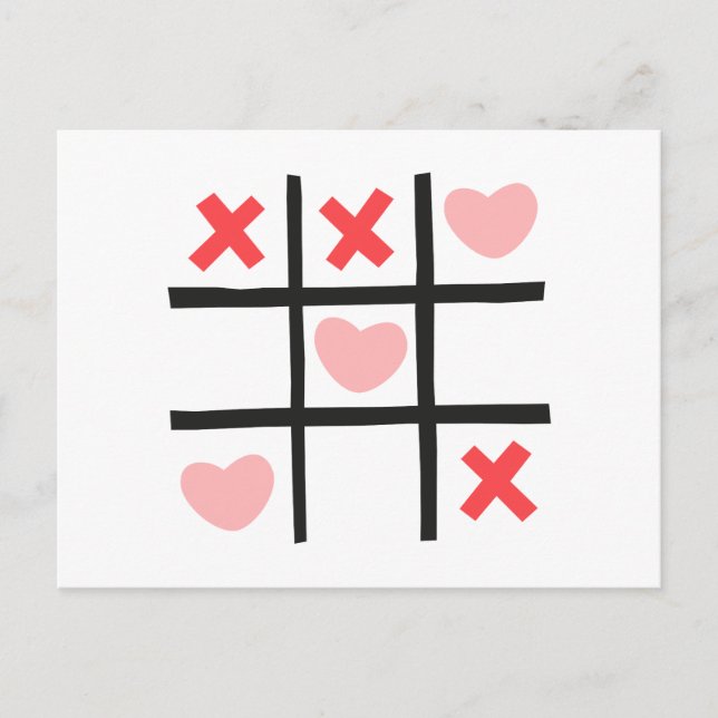 Valentine Tic Tac Toe Postkarte (Vorderseite)