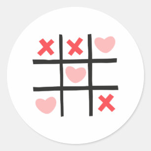 Valentine Tic Tac Toe Runder Aufkleber