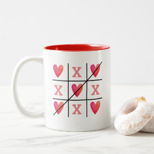 Valentine Tic Tac Toe Zweifarbige Tasse