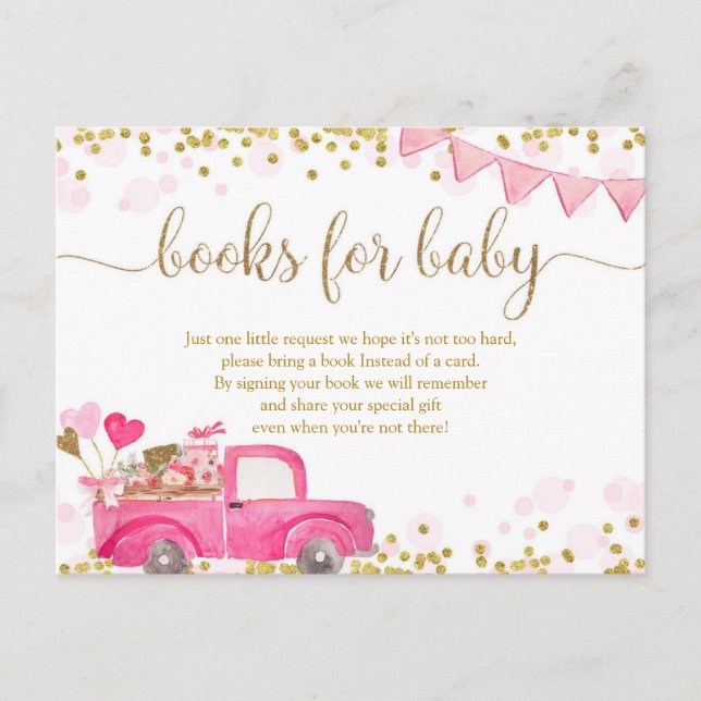 Valentine Truck Sweetheart Bücher für Kinder Einladungspostkarte (Vorderseite)