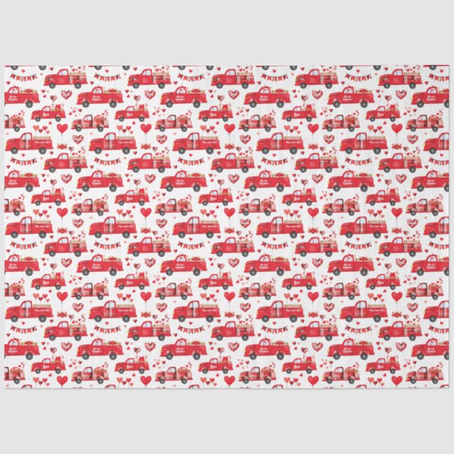 Valentine Trucks auf Weiß Seidenpapier (Vorderseite)