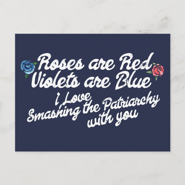 Valentine Valentine Gedicht Valentinstag Feminismu Postkarte (Vorderseite)