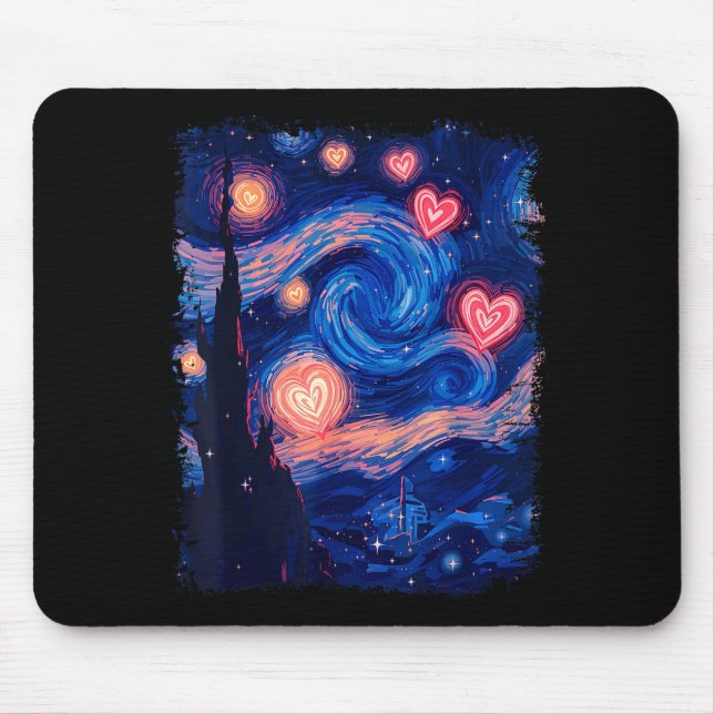 Valentine Van Gogh Starry Night Heart Matching Cou Mousepad (Vorne)