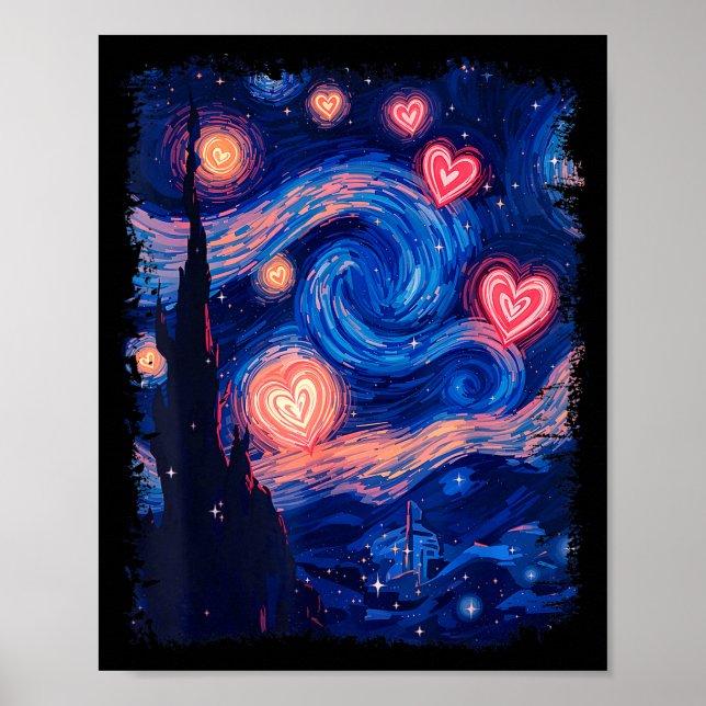 Valentine Van Gogh Starry Night Heart Matching Cou Poster (Vorne)