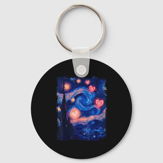Valentine Van Gogh Starry Night Heart Matching Cou Schlüsselanhänger (Vorderseite)