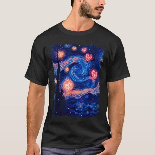 Valentine Van Gogh Starry Night Heart Matching Cou T-Shirt (Vorderseite)
